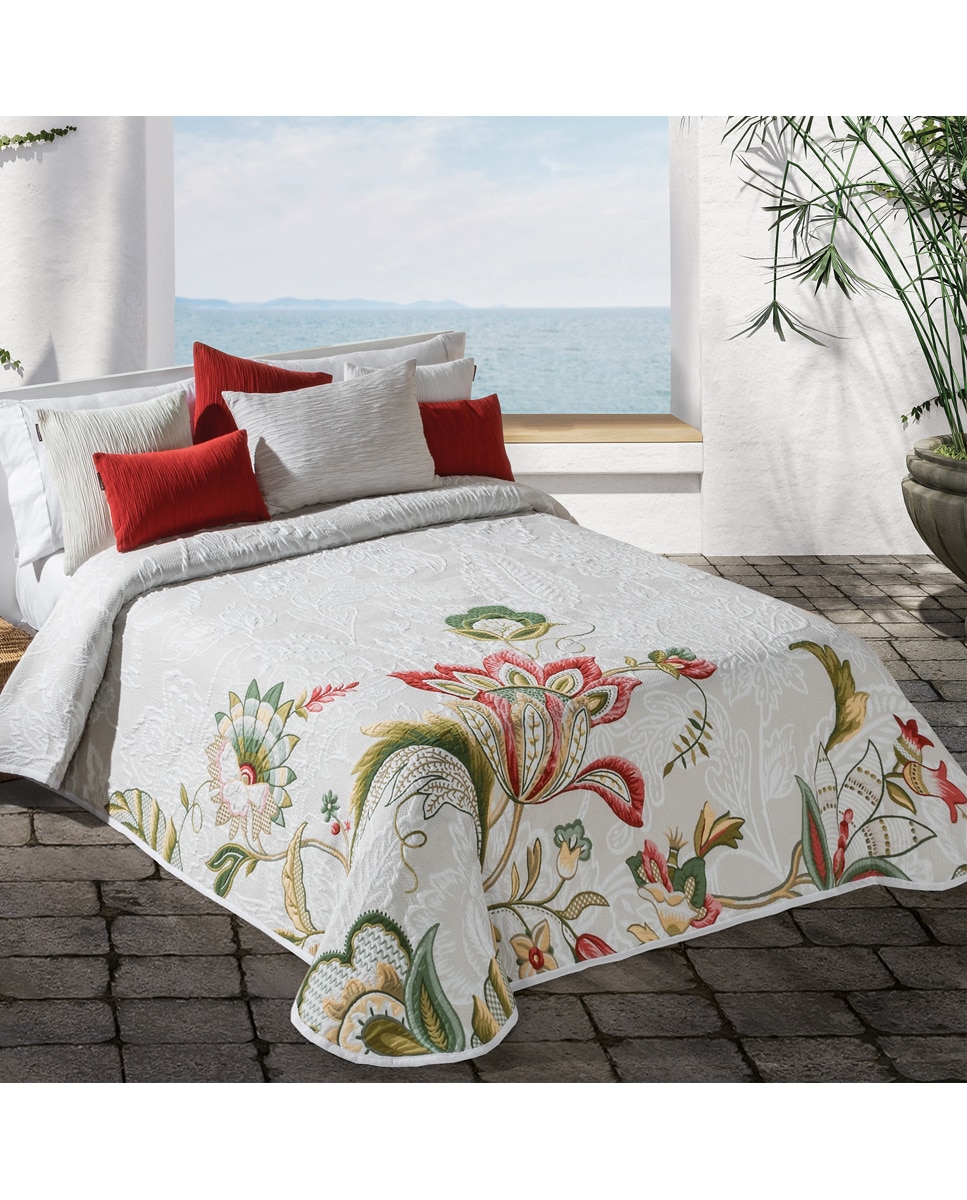 Imagen 0 de Colcha cubrecama jacquard flores