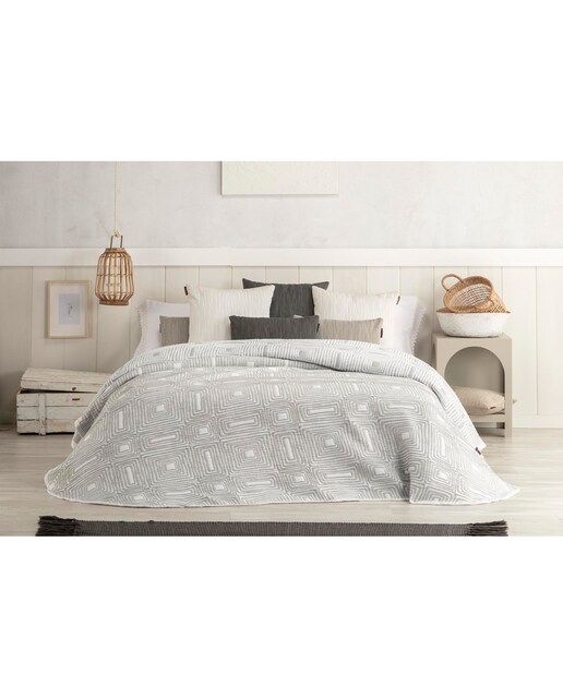 Colcha cubrecama jacquard cuadros