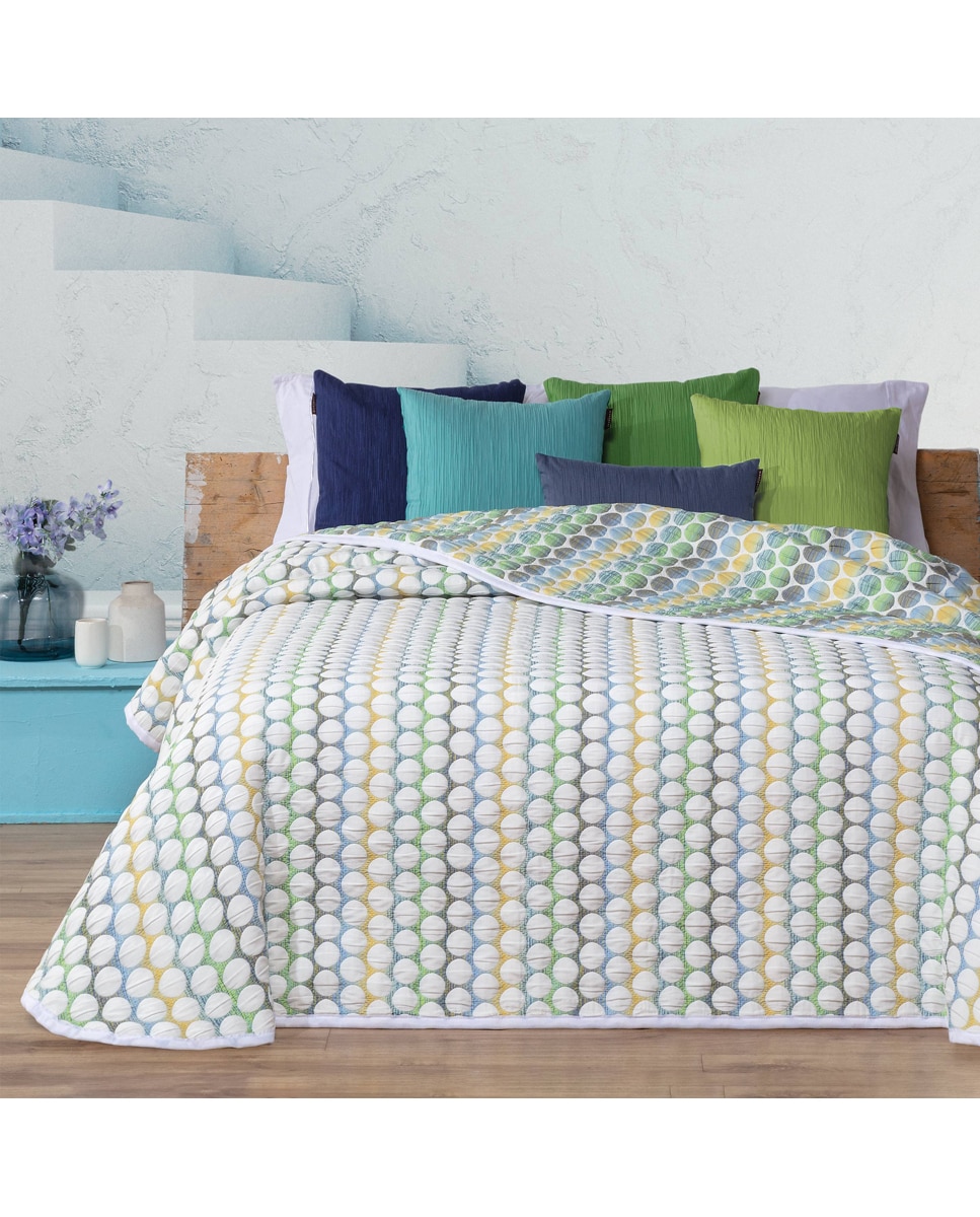 Imagen 0 de Colcha cubrecama jacquard lunares