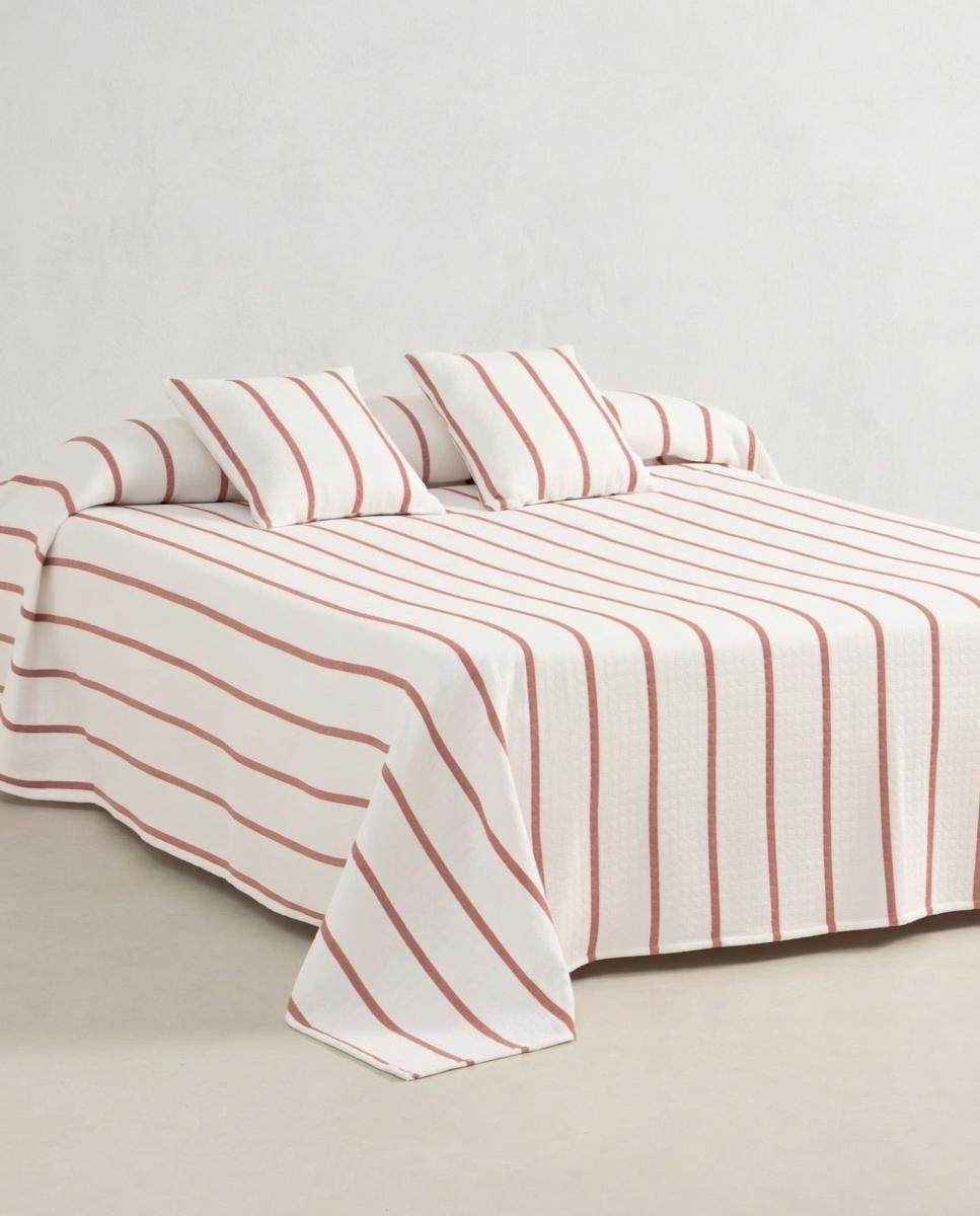 Imagen 0 de Colcha jacquard rayas textura cuadros teja