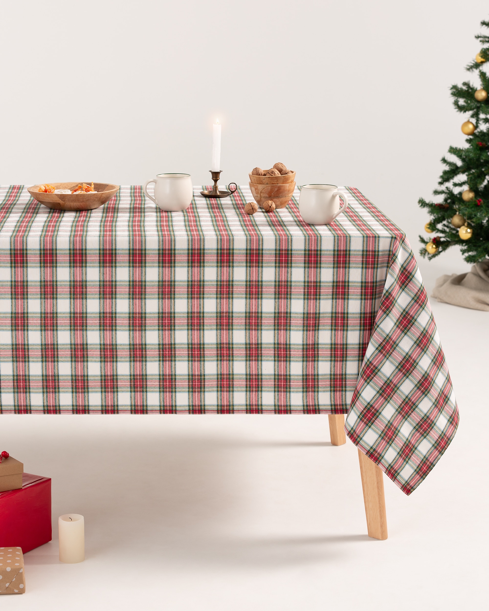 Imagen 0 de Mantel jacquard navidad Check blanco