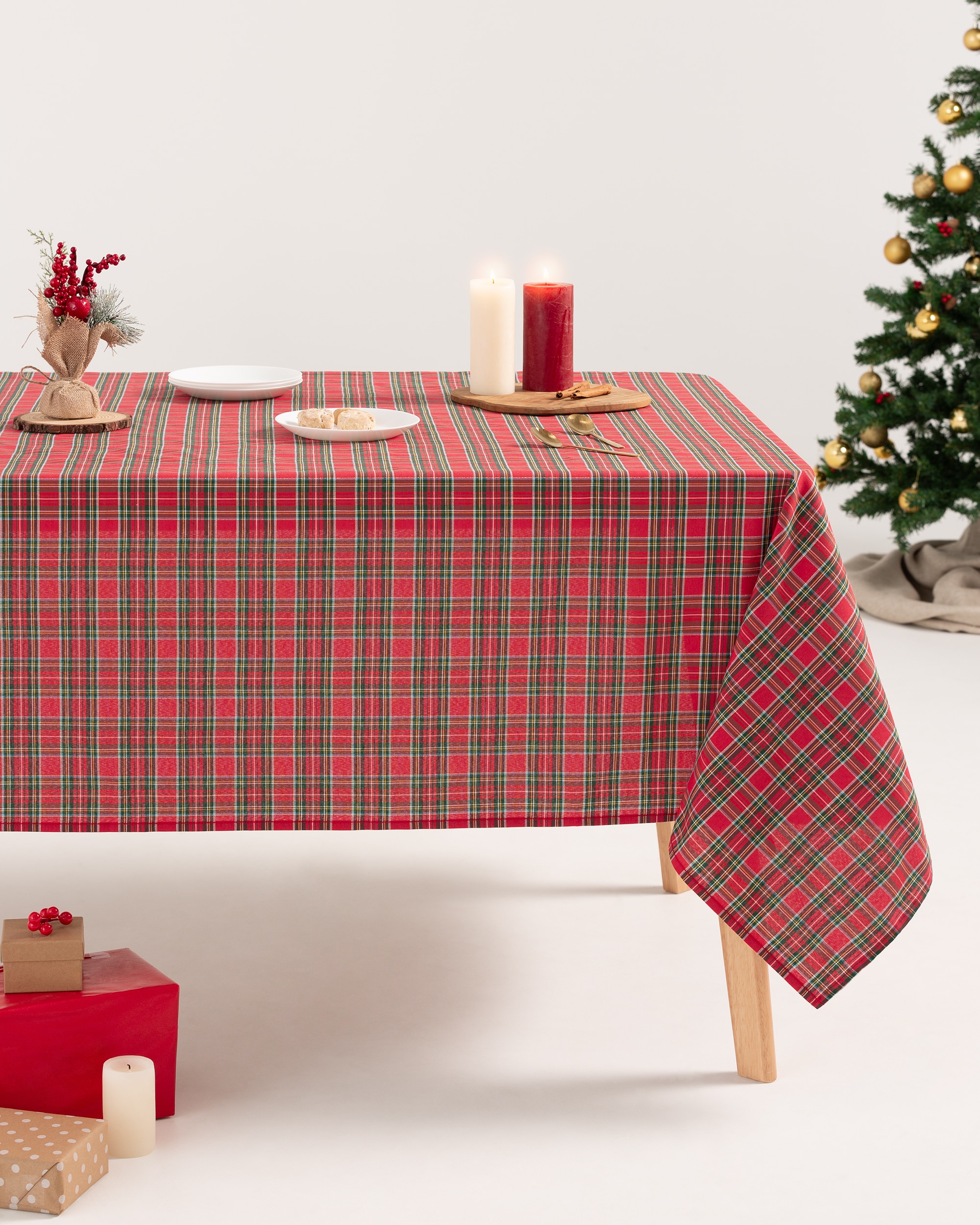 Imagen 0 de Mantel jacquard navidad Check rojo