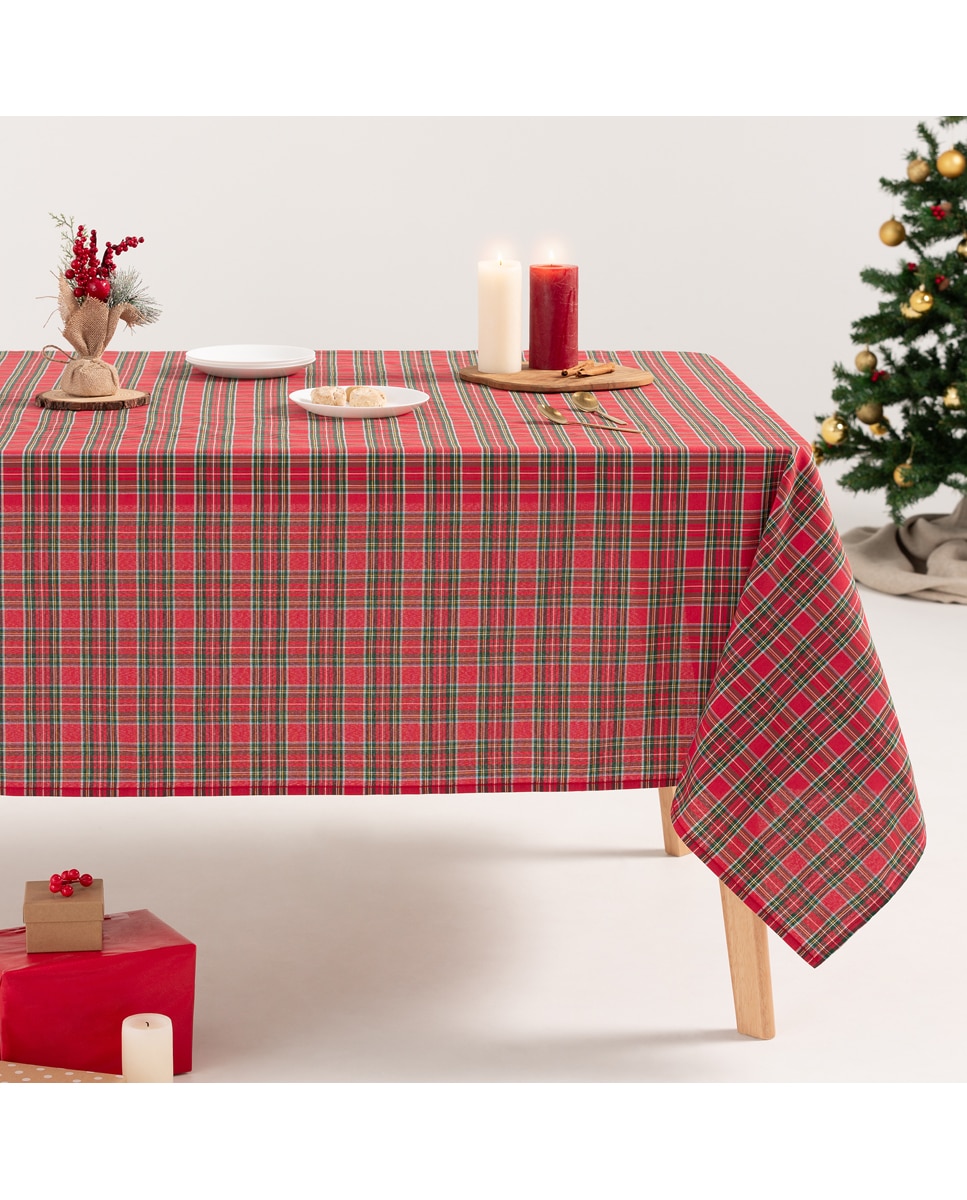 Imagen 0 de Mantel navidad jacquard cuadro Escocés rojo