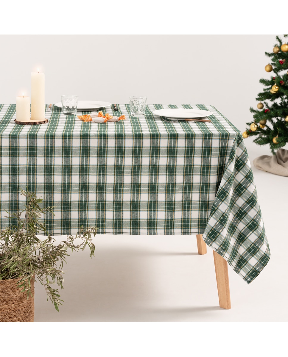 Imagen 0 de Mantel navidad jacquard cuadro Escocés verde