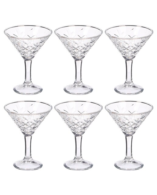 Imagen 0 de Pack 6 copas transparentes de martini troqueladas. 220ml.