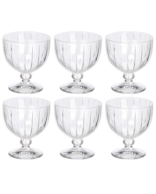 Imagen 0 de Pack 6 copas helado rayas 360ml transparente