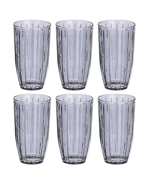 Imagen 0 de Pack 6 vasos alto rayas 440ml humo