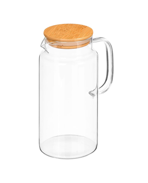 Imagen 0 de Jarra de borosilicato redonda con tapa bambú 1,2L