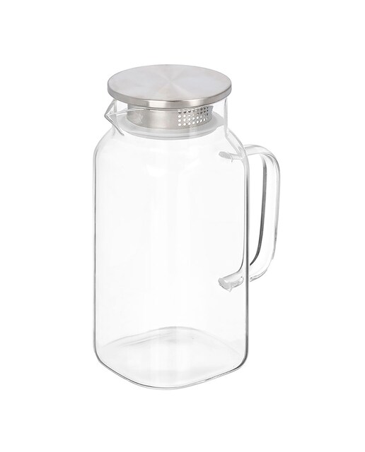 Imagen 0 de Jarra de borosilicato cuadrada con tapa acero 1,2L.