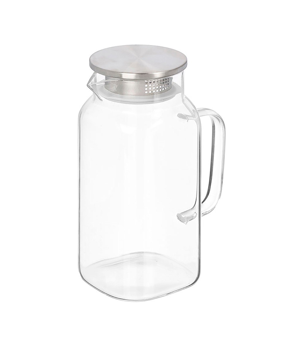 Imagen 0 de Jarra de borosilicato cuadrada con tapa acero 1,5L.