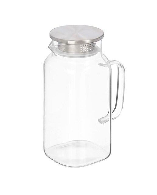 Imagen 0 de Jarra de borosilicato cuadrada con tapa acero 1,5L.