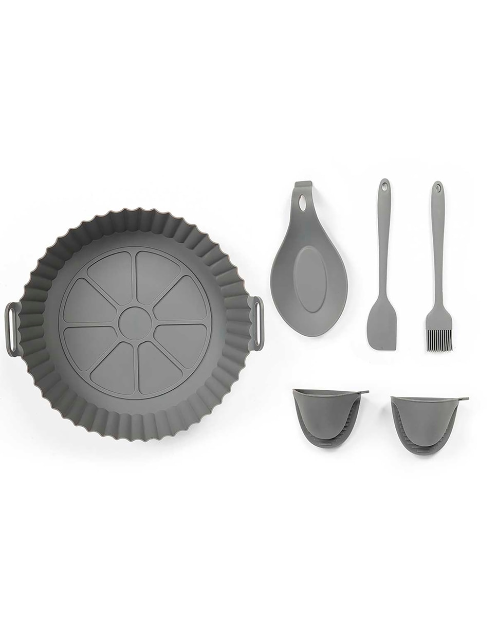 Imagen 0 de Set de 6 utensilios de silicona para freidora de aire.