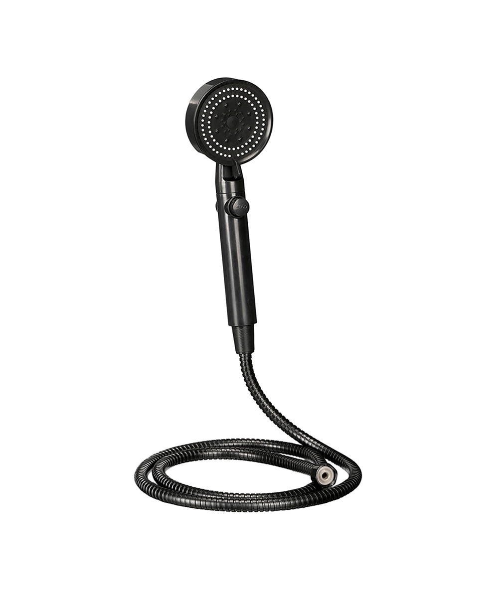 Imagen 0 de Teléfono negro para ducha con manguera de 1,5m de largo. Incluye soporte de pared.