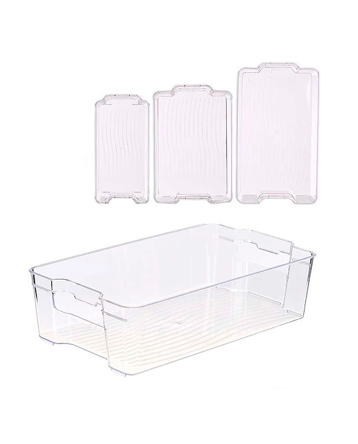 Imagen 0 de Set 3 bandejas organizadoras transparentes para nevera. 3,9L ; 5,2L ; 6,7L
