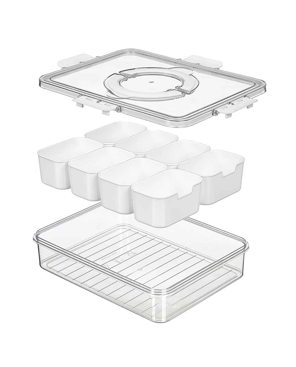 Imagen 0 de Caja hermética con 8 organizadores blancos y asa. 3,2L