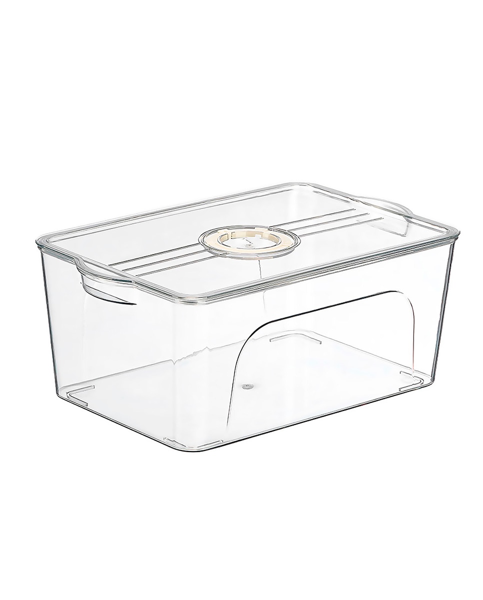 Imagen 0 de Organizador transparente para nevera con tapa jumbo aro blanco con fecha.