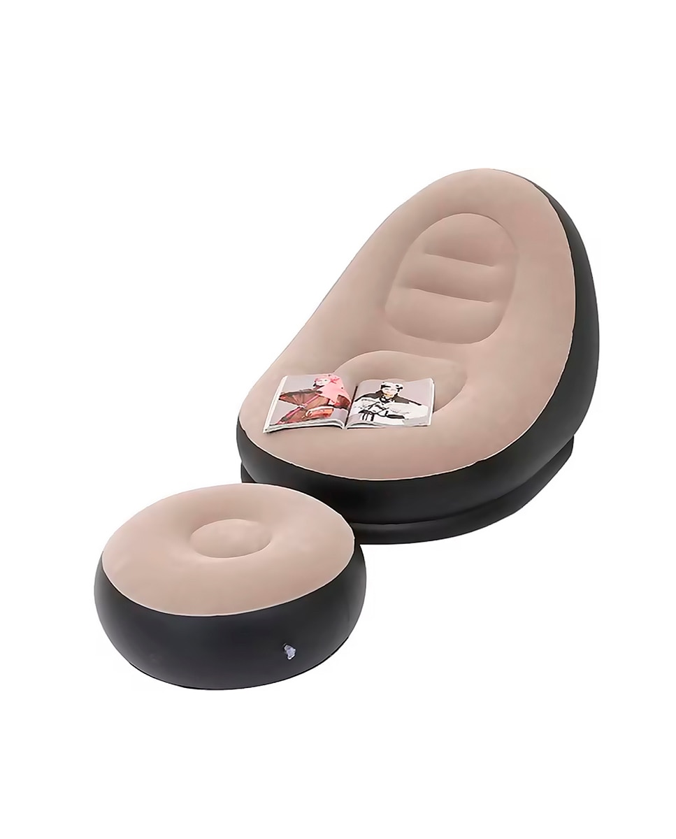 Imagen 0 de Sillón inflable ergonómico con reposapiés, soporta hasta 150 kg e incluye bomba de inflar.