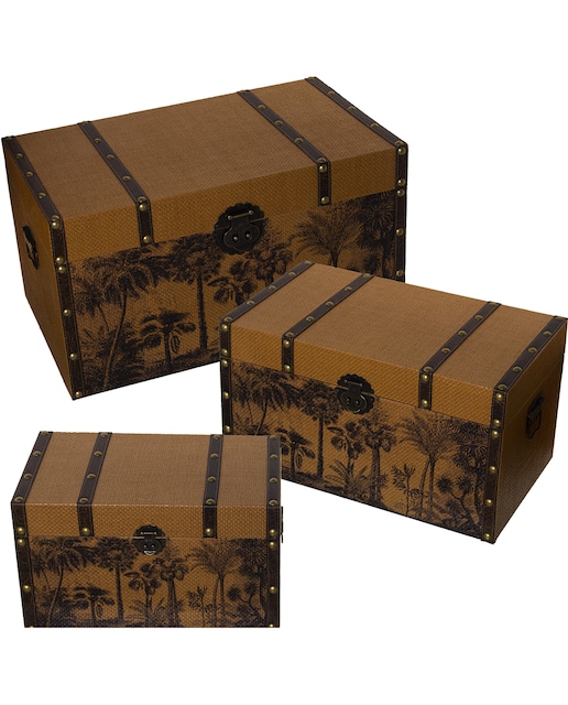 Imagen 0 de Set 3 baules madera dm, ratanp