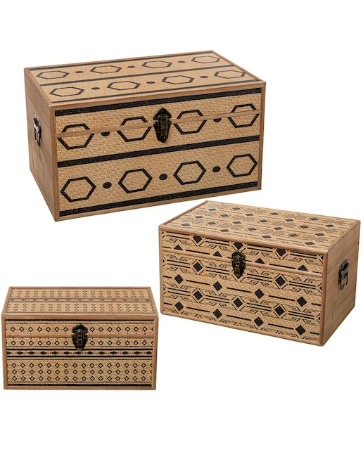 Imagen 0 de Set 3 baules madera polipielim