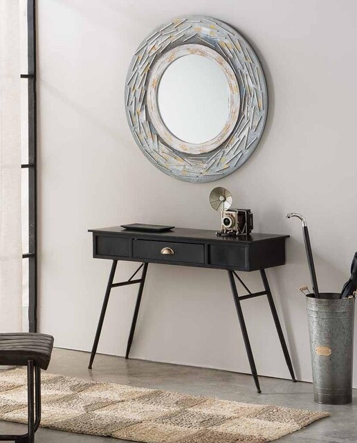 Imagen 0 de Espejo redondo de madera con relieve