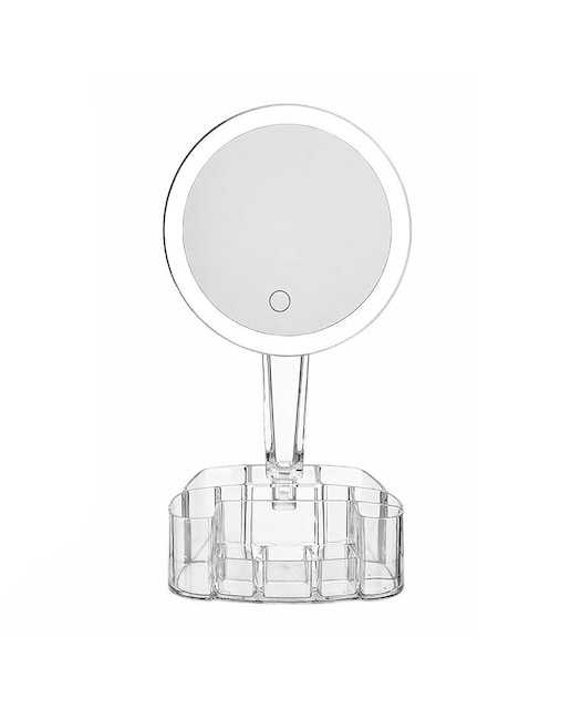 Imagen 0 de Espejo con 26 luces LED y base con organizador de cosmética