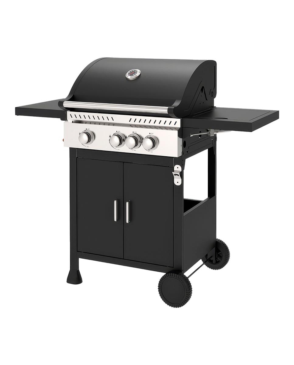 Imagen 0 de Barbacoa de gas para exteriores con 11,5 kW de potencia, compatible con butano y propano, 3 quemadores principales más 1 lateral.