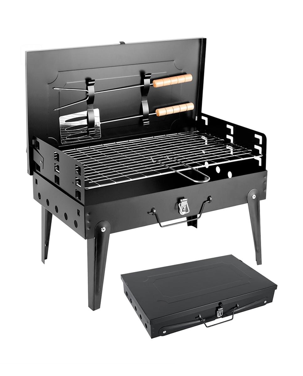 Imagen 0 de Barbacoa portátil plegable de carbón CA-07, grill regulable en tres alturas, ventilación optimizada y acabado resistente a la corrosión.