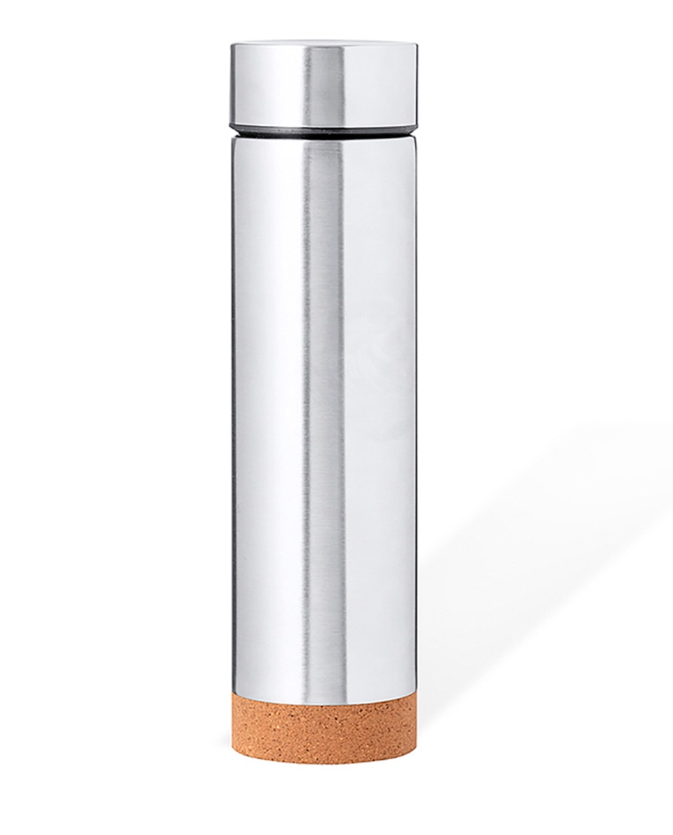 Imagen 0 de Termo en acero inox de 470 ml de capacidad con base de corcho. Con doble pared para mejor conservación de la temperatura. Infusor incluido.