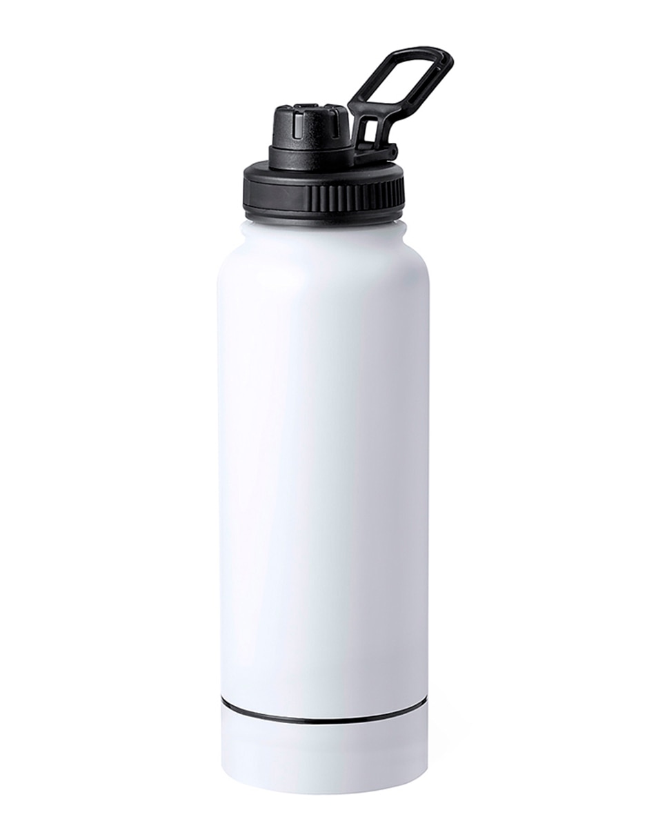Imagen 0 de Bidón térmico de doble capa con 1L de capacidad en acero inox. Tapón de rosca de color negro con dosificador y asa de transporte.