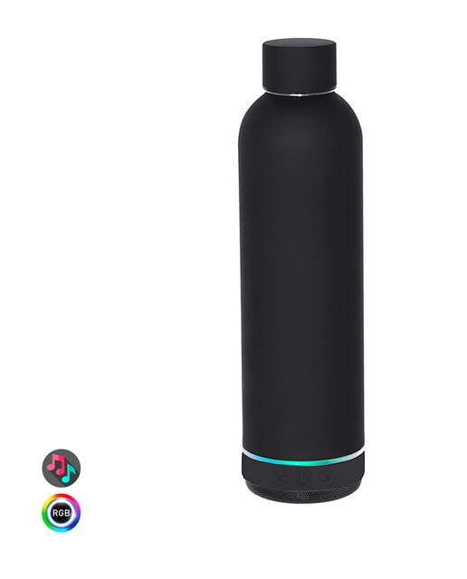 Imagen 0 de Bidón térmico con Altavoz Bluetooth e iluminación LED RGB. Con 540 ml de capacidad, en acero inoxidable de doble pared. Libre de BPA.