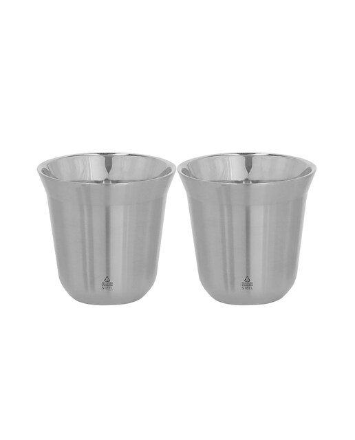 Imagen 0 de Elegante set de vasos de Acero Inox Reciclado de doble pared. Incluye dos vasos, cada uno con una capacidad de 80 ml.