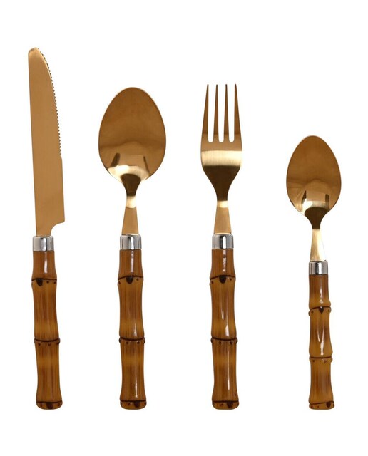 Imagen 0 de Cuberteria set 24 inox abs 3x2x16 2mm bambu
