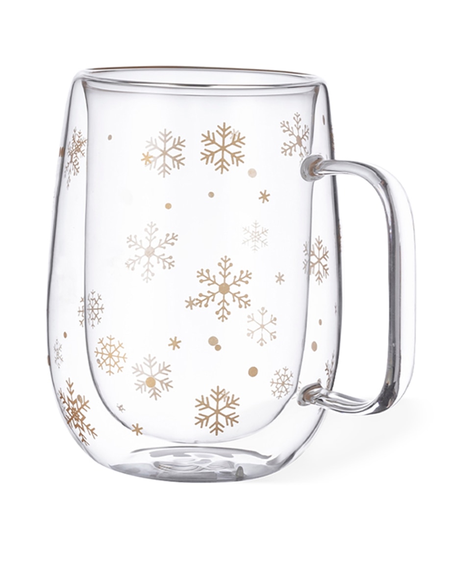 Imagen 0 de Taza térmica de doble pared y 400 ml de capacidad. Con original diseño de copos de nieve.