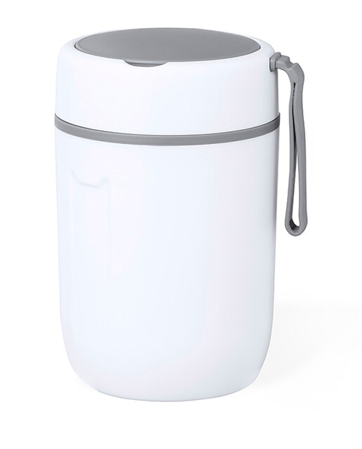 Imagen 0 de Fiambrera de doble pared, fabricada en acero inox y PP de 500 ml de capacidad. Cierre de seguridad y cubierto pleglable.