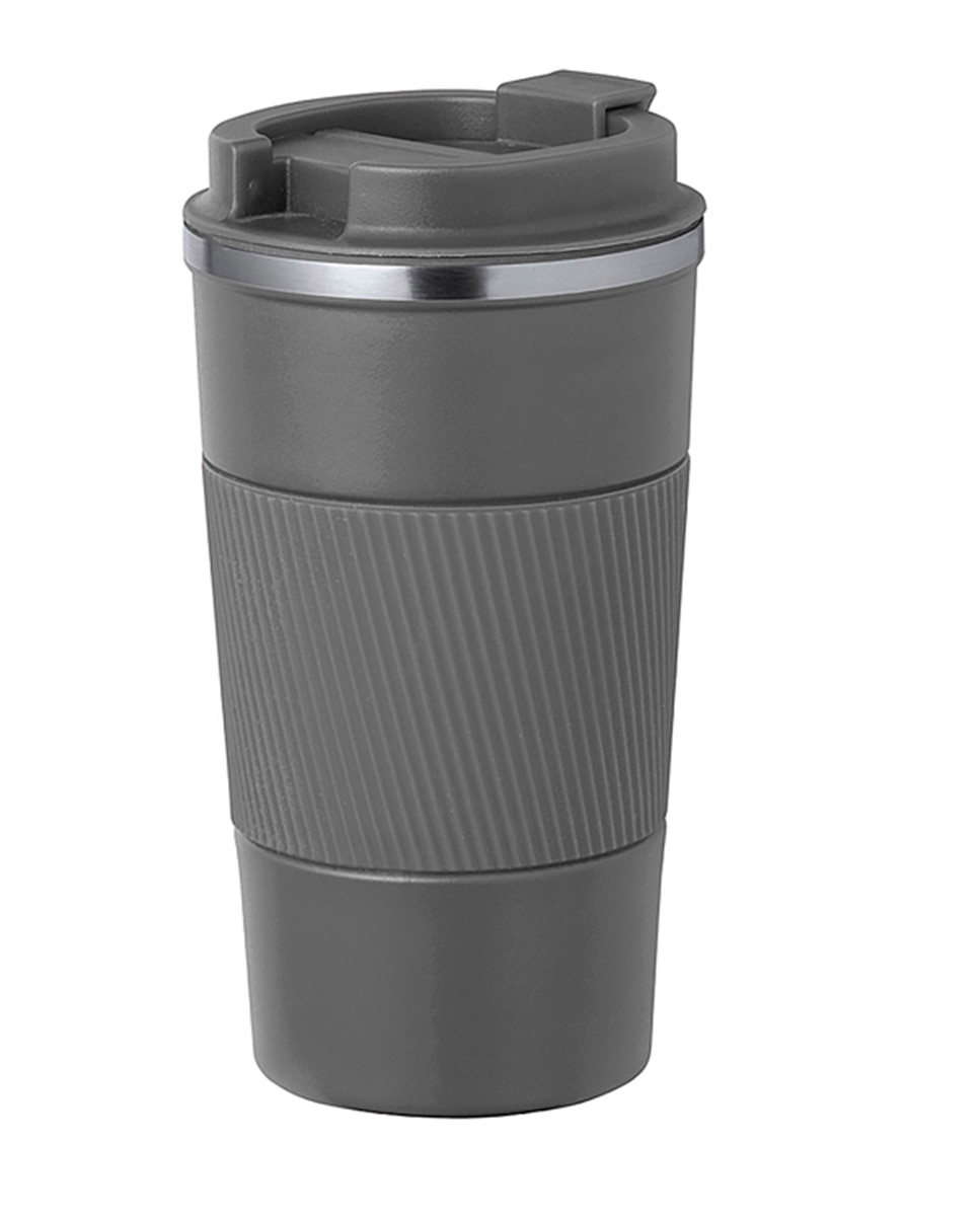 Imagen 0 de Vaso térmico en acero inox de doble pared y 400 ml de capacidad. Con dosificador en tapa y abrefácil, banda de silicona a juego
