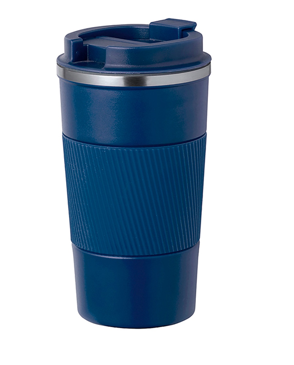 Imagen 0 de Vaso térmico en acero inox de doble pared y 400 ml de capacidad. Con dosificador en tapa y abrefácil, banda de silicona a juego