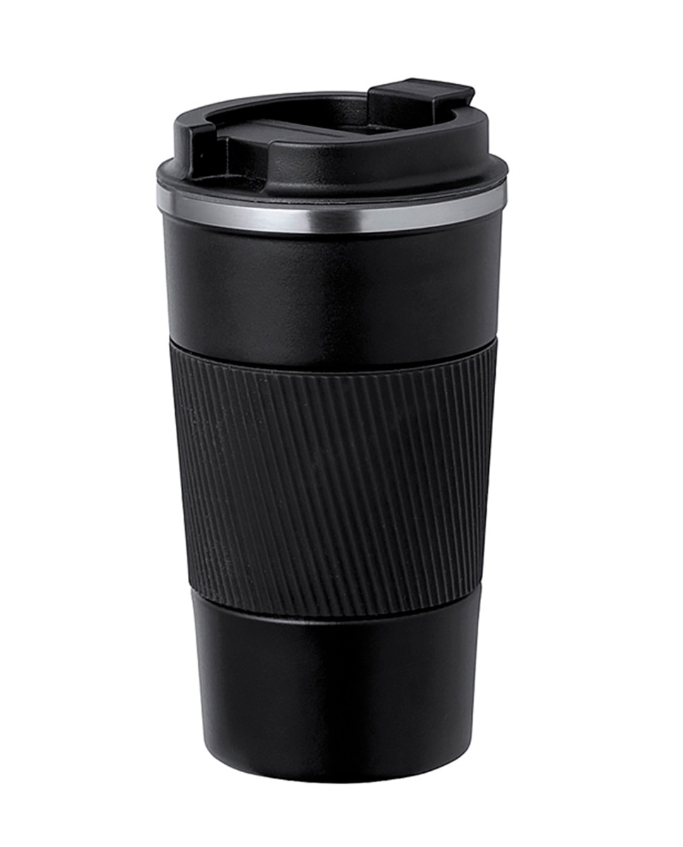 Imagen 0 de Vaso térmico en acero inox de doble pared y 400 ml de capacidad. Con dosificador en tapa y abrefácil, banda de silicona a juego