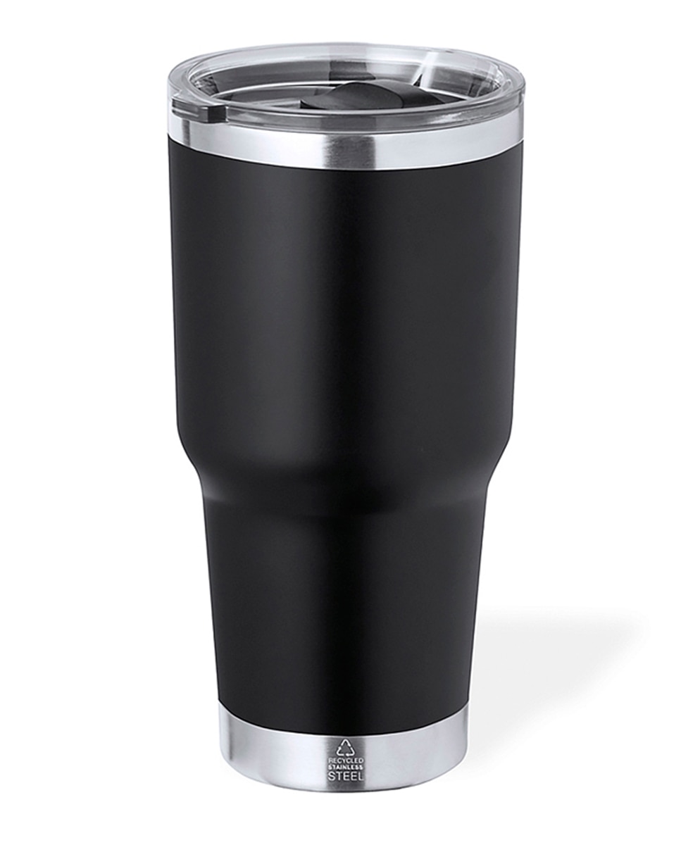 Imagen 0 de Vaso térmico en acero inox reciclado de doble pared y 600 ml de capacidad. Con dosificador en tapa y abrefácil, libre de BPA.