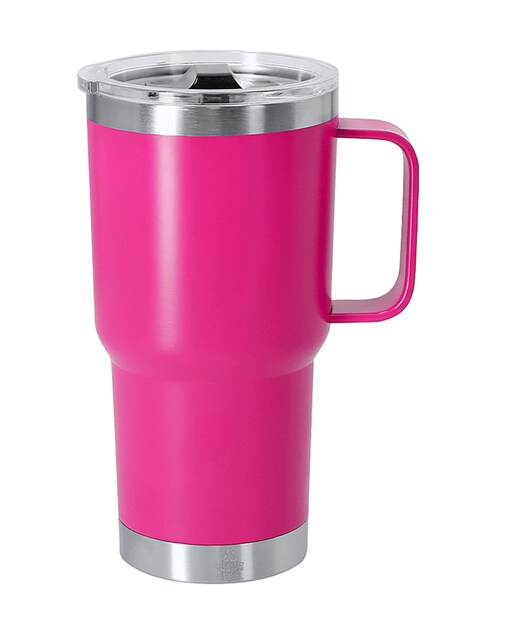 Imagen 0 de Taza térmica en acero inox reciclado con doble pared y 600 ml de capacidad. Incluye tapa con cierre a presión, dosificador y asa rígida.