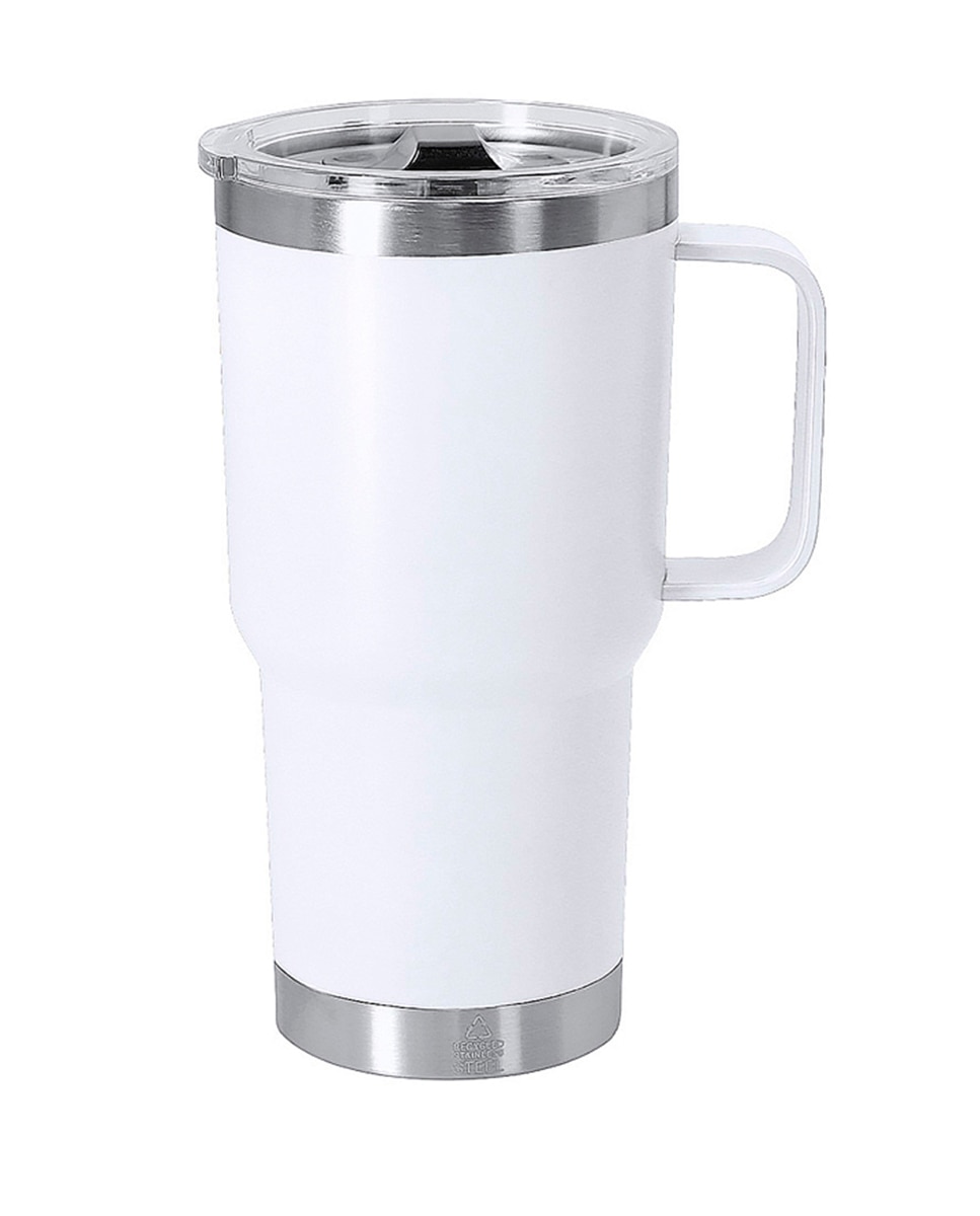 Imagen 0 de Taza térmica en acero inox reciclado con doble pared y 600 ml de capacidad. Incluye tapa con cierre a presión y dosificador.