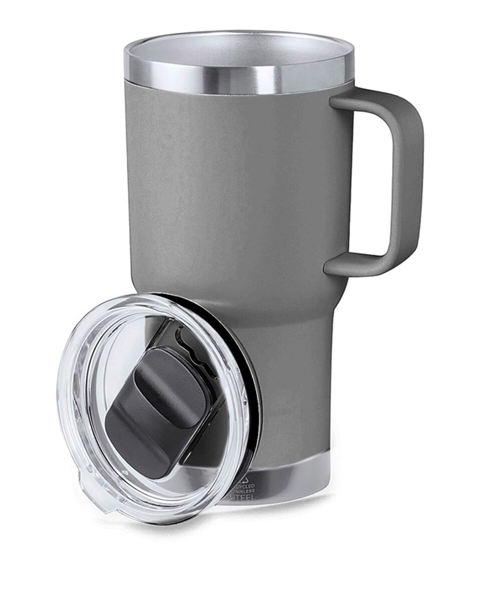 Imagen 0 de Taza térmica en acero inox reciclado con doble pared y 600 ml de capacidad. Incluye tapa con cierre a presión y dosificador.