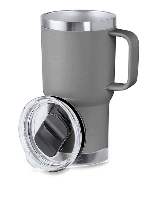 Imagen 0 de Taza térmica en acero inox reciclado con doble pared y 600 ml de capacidad. Incluye tapa con cierre a presión y dosificador.