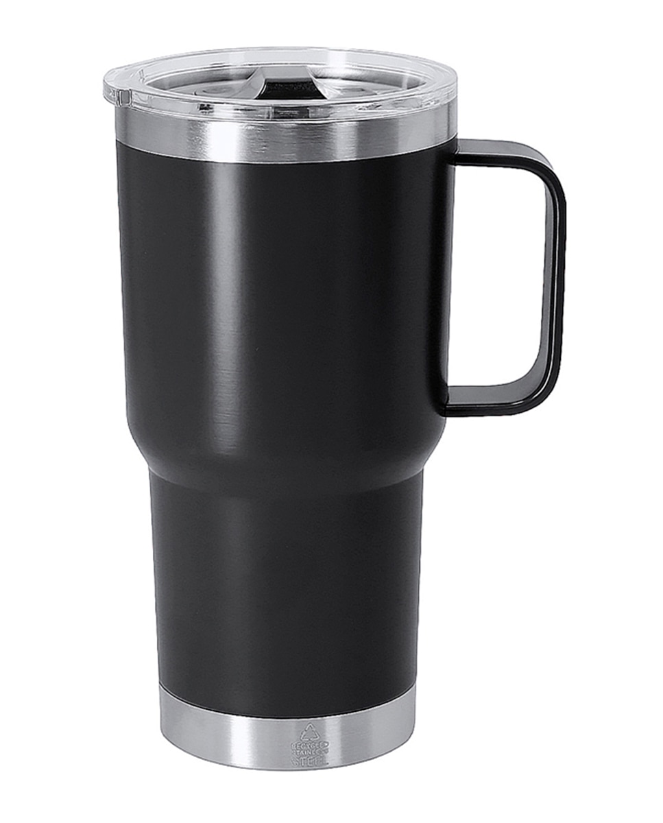 Imagen 0 de Taza térmica en acero inox reciclado con doble pared y 600 ml de capacidad. Incluye tapa con cierre a presión y dosificador.