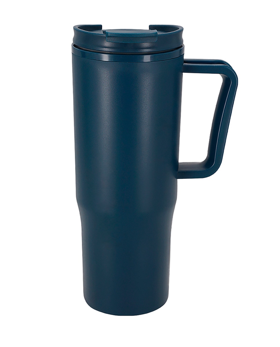 Imagen 0 de Taza térmica en resistente PP Reciclado de doble pared y 800 ml de capacidad. Tapa con dosificador con orificio para pajita. Libre de BPA.