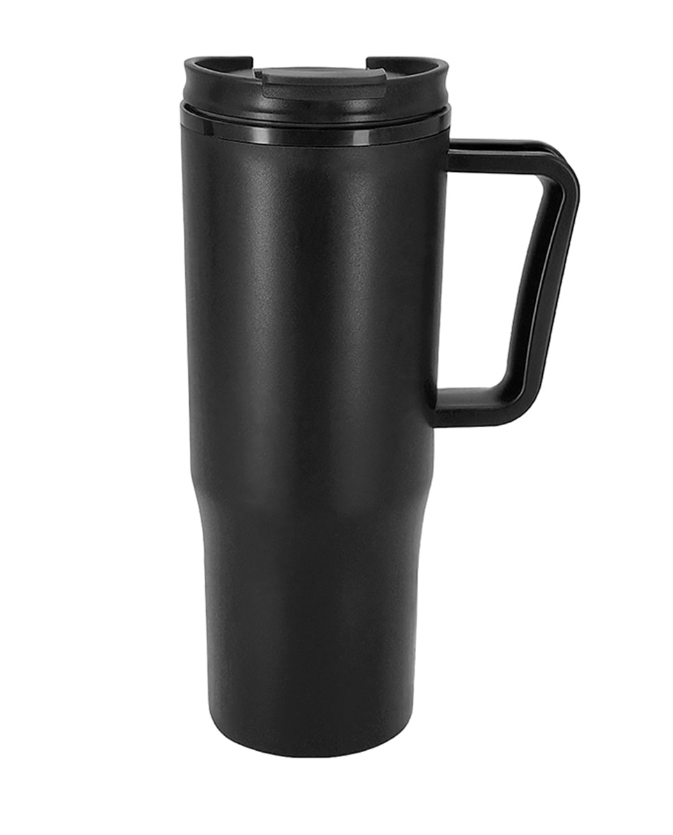 Imagen 0 de Taza térmica en resistente PP Reciclado de doble pared y 800 ml de capacidad. Tapa con dosificador con orificio para pajita. Libre de BPA.