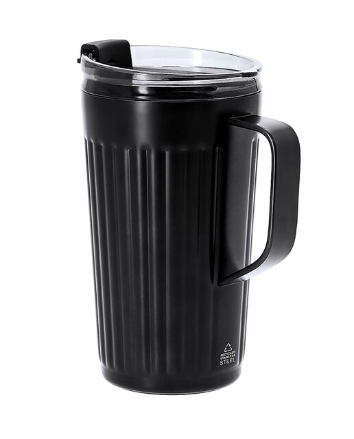 Imagen 0 de Taza térmica en Acero Inox Reciclado de doble pared y 350 ml. Incluye tapa de cierre a presión con orificio para pajitas, tapón de silicona