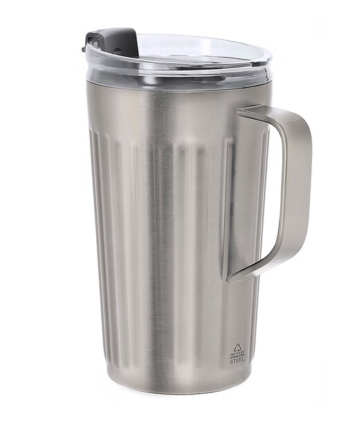 Imagen 0 de Taza térmica en Acero Inox Reciclado de doble pared y 350 ml. Incluye tapa de cierre a presión con orificio para pajitas, tapón de silicona