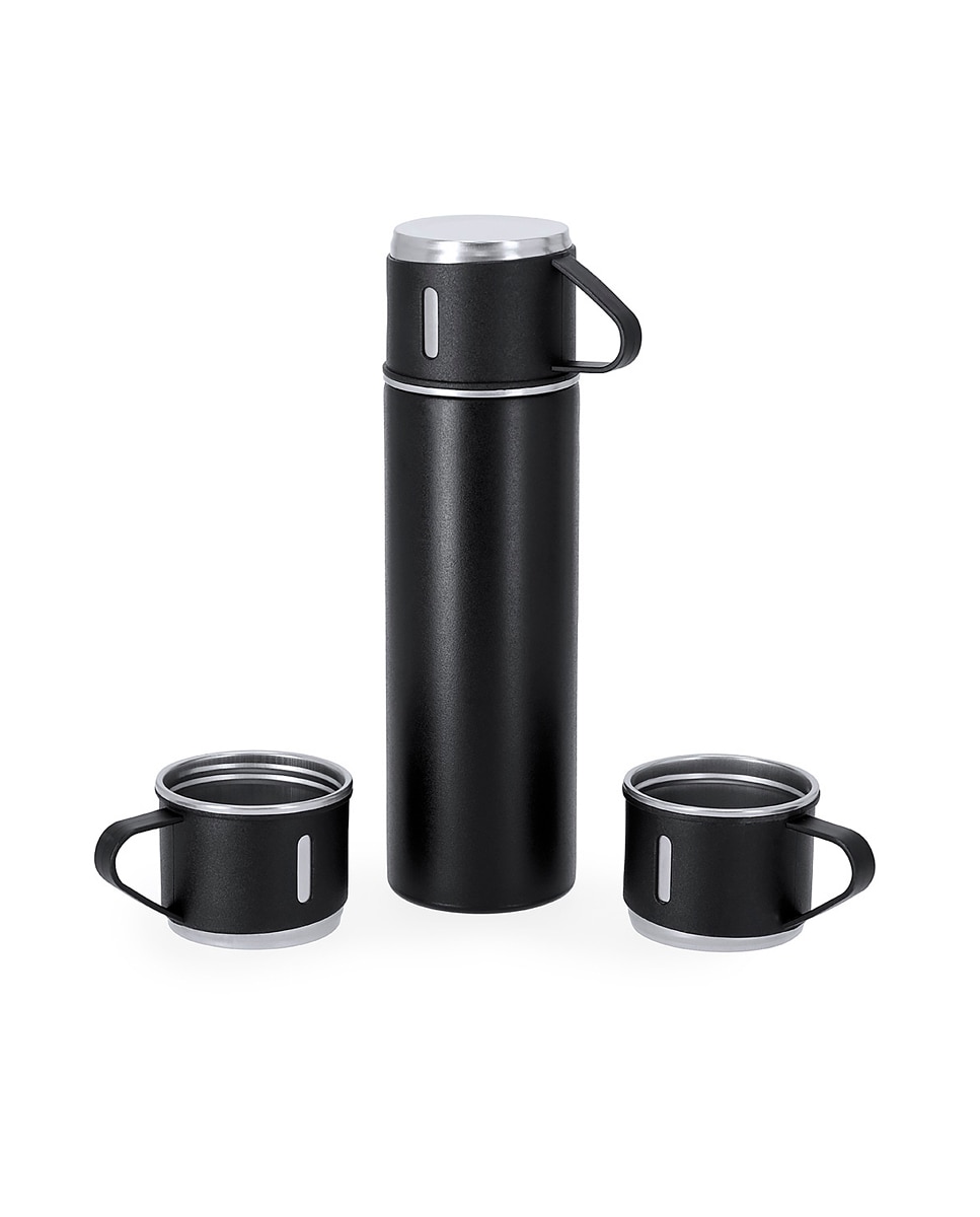 Imagen 0 de Set de termo con tazas fabricado en acero inox. Termo de 420 ml de capacidad y de doble pared, 3 tazas de 140ml.