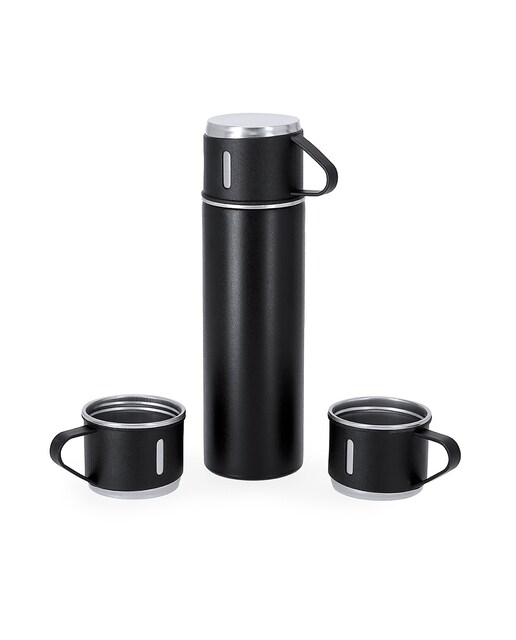 Imagen 0 de Set de termo con tazas fabricado en acero inox. Termo de 420 ml de capacidad y de doble pared, 3 tazas de 140ml.