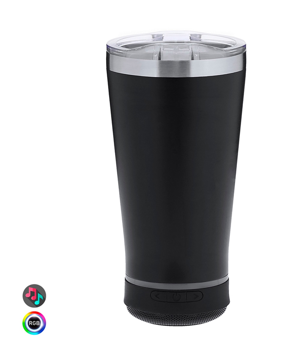 Imagen 0 de Vaso Térmico con Altavoz Bluetooth e iluminación LED RGB. Con 440 ml de capacidad, en acero inoxidable de doble pared. Libre de BPA.